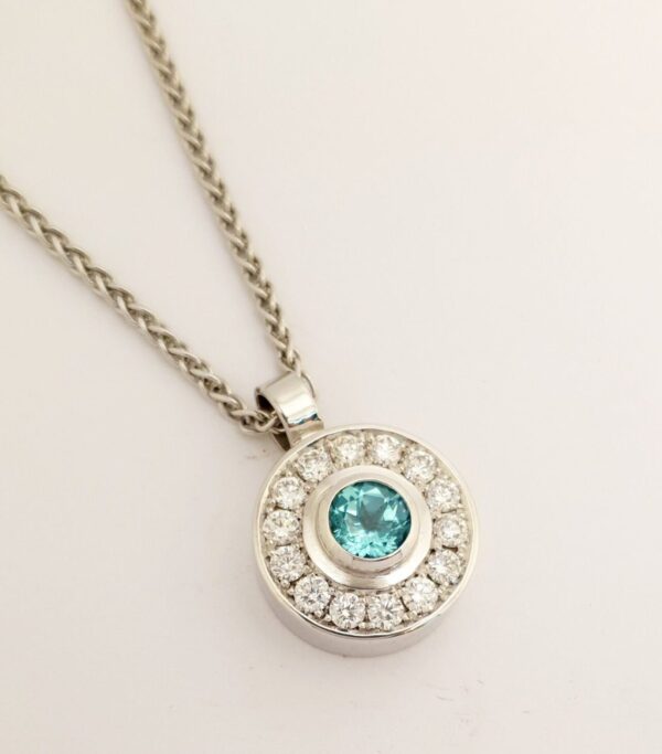 Paraiba Tourmaline Halo Pendant